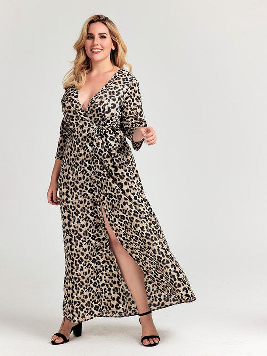 V-neck Leopard Dress