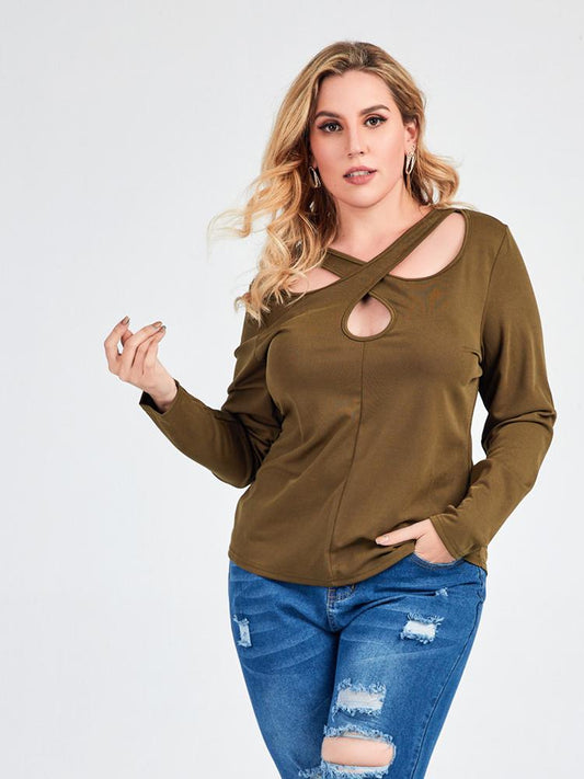 Cut Out Solid Color T-shirt