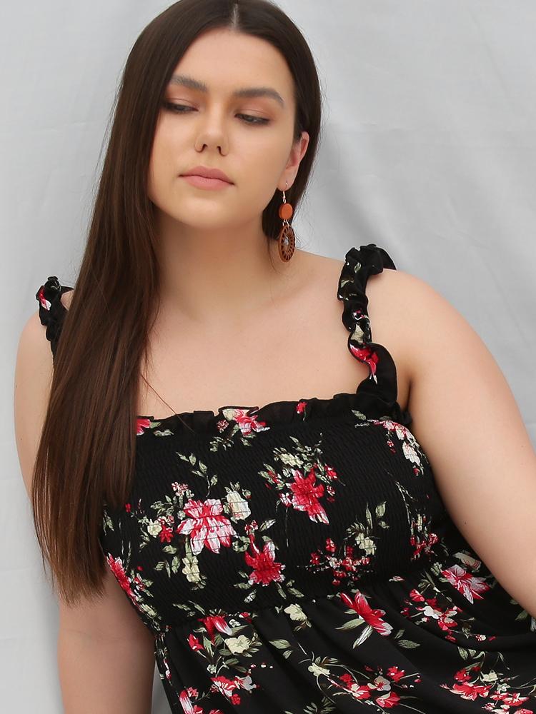 Floral Print Ruffle Dress