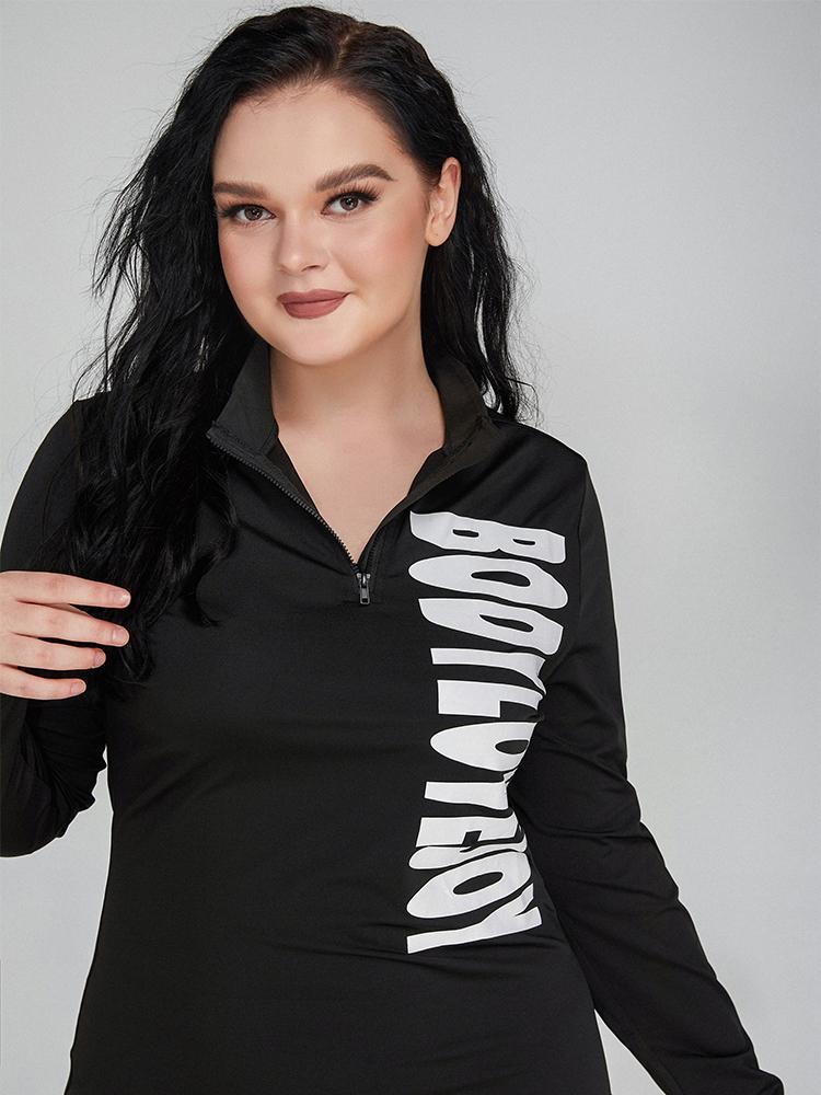 Letter Printed Zipper Dress