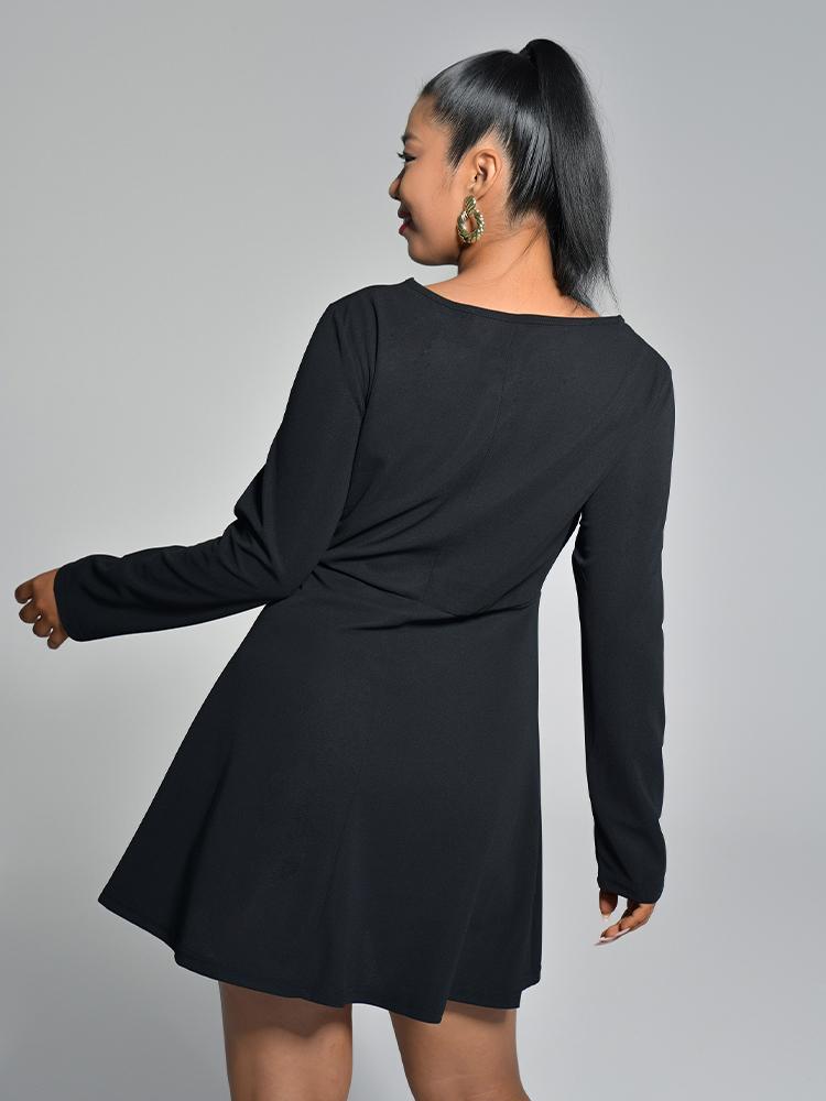 Cut Out Solid Color Dress