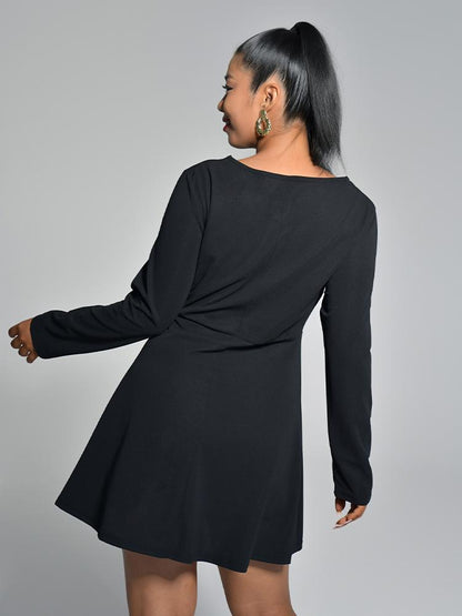 Cut Out Solid Color Dress