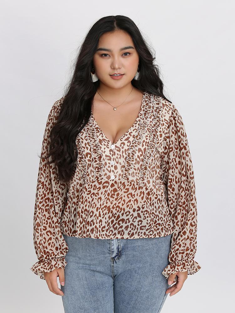 Ivory Leopard Long Sleeve Blouse