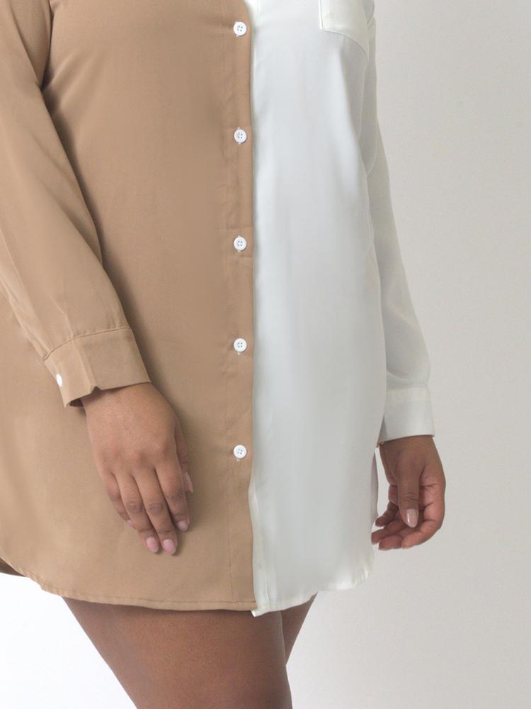 Color Block Button Through Blouse