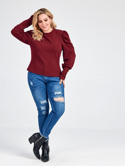 Puff Sleeve Solid T-shirts