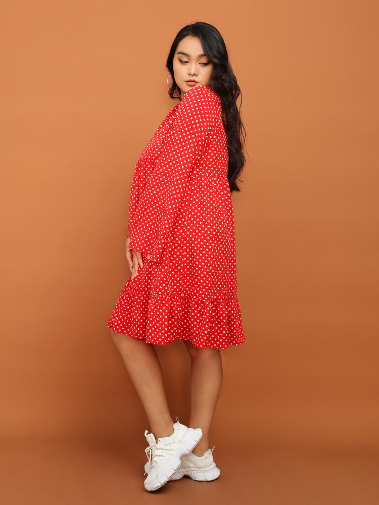 Ruffled Hem Polka Dot Dress
