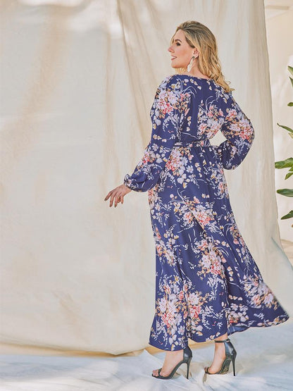 Floral Printed Wrap Belt Dresses