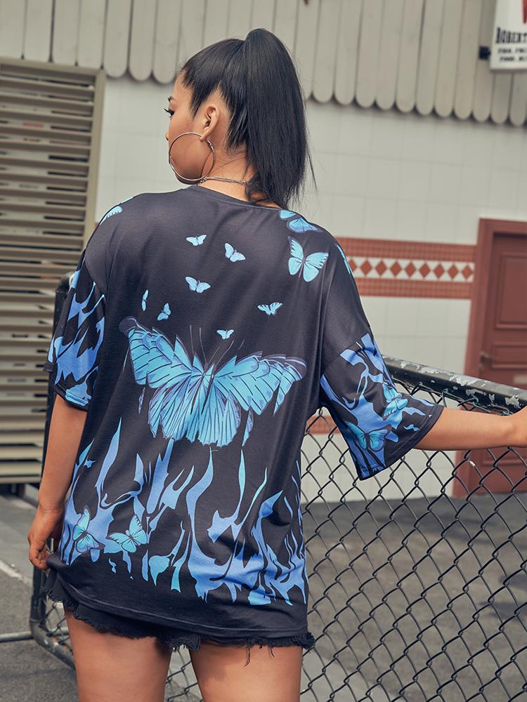 Butterflies Printed Tie Dye T-shirt