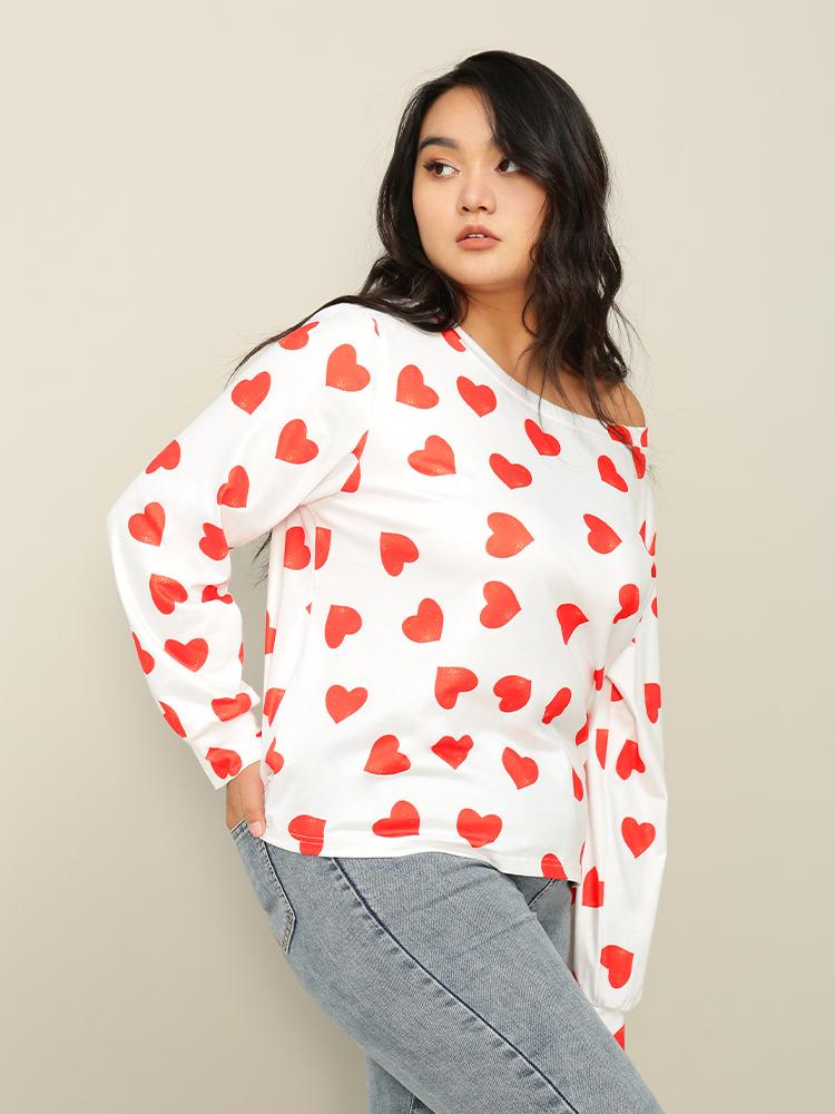 Love Print One Shoulder T-shirt