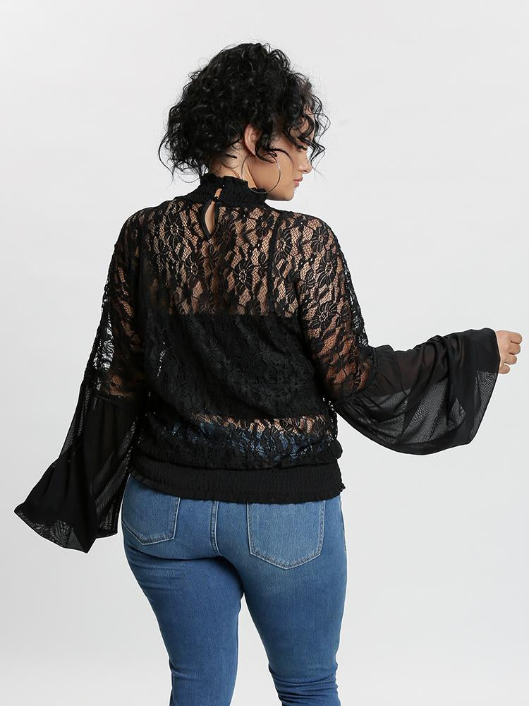 Lace Balloon Sleeve Top
