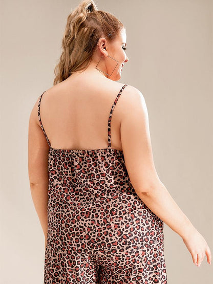 Leopard Print Lace Stitching Loungewear