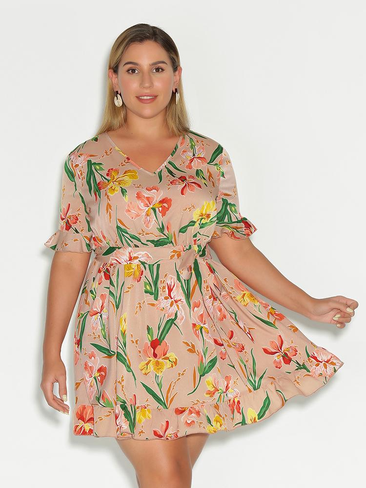 Floral Ruffle Hem Dress