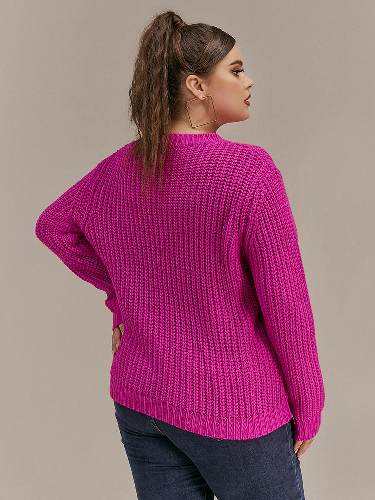Solid Color Crew Neck Sweater