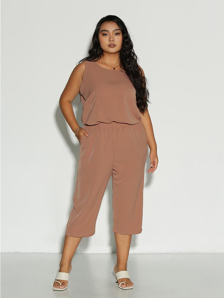 Sleeveless Elastic Waist Loungewear