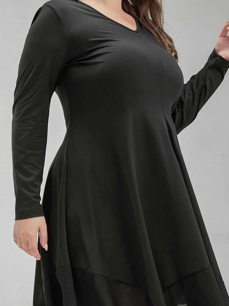 Irregular Hem Long Sleeve Dress