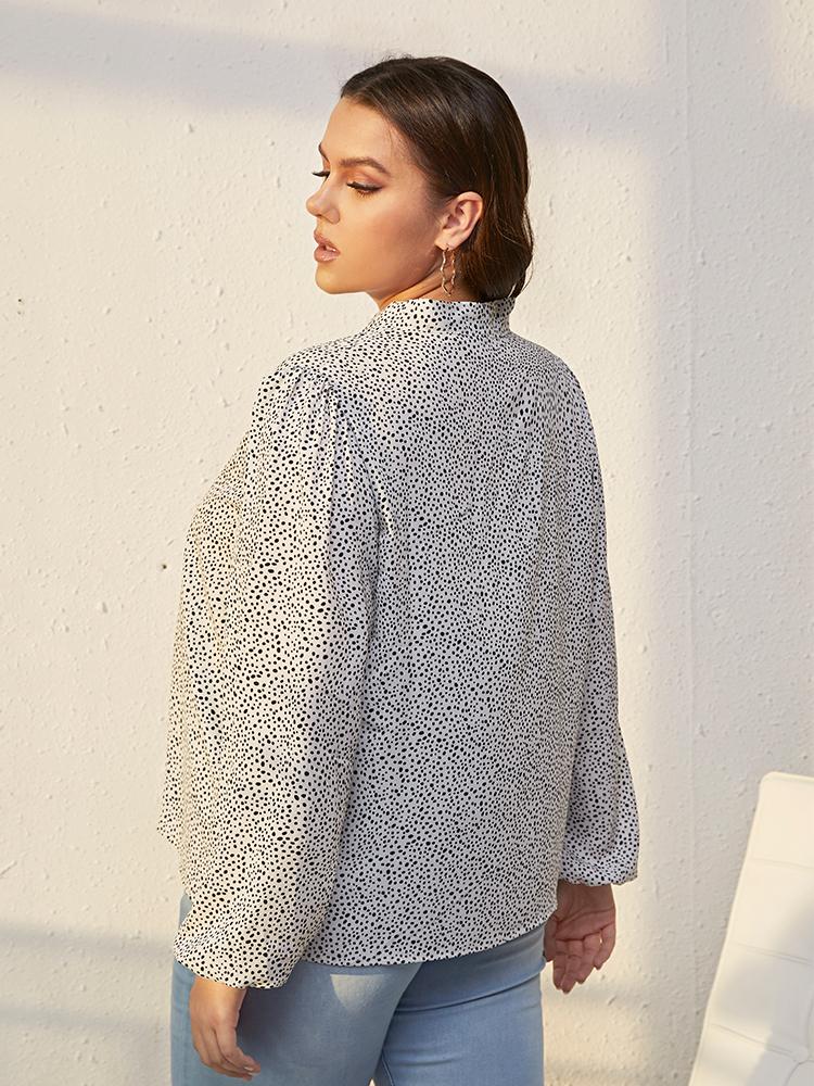 Polka Dot Tie Neck Blouse