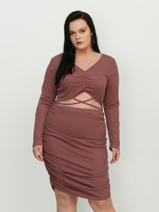 Solid Cut-out Bodycon Dress