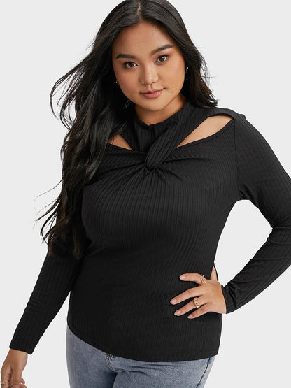 Twist-front Cut Out Knit Tops