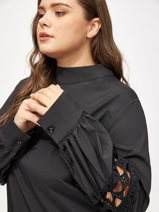 Hollow Lace Stitching Blouse