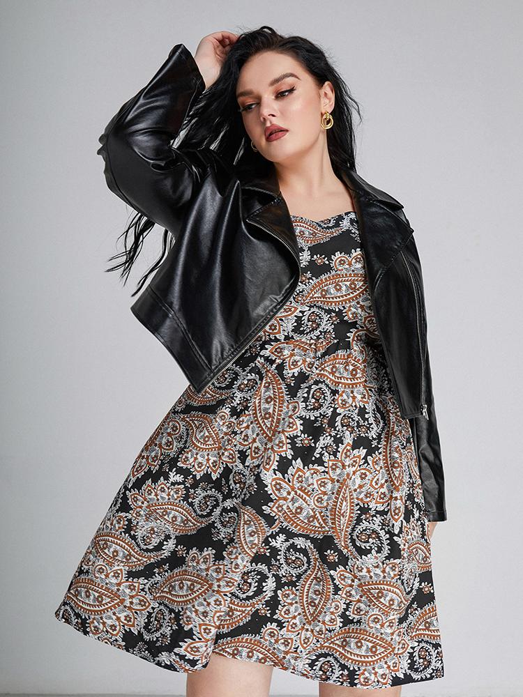 Floral Square Collar  Dress