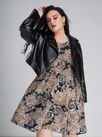 Floral Square Collar  Dress