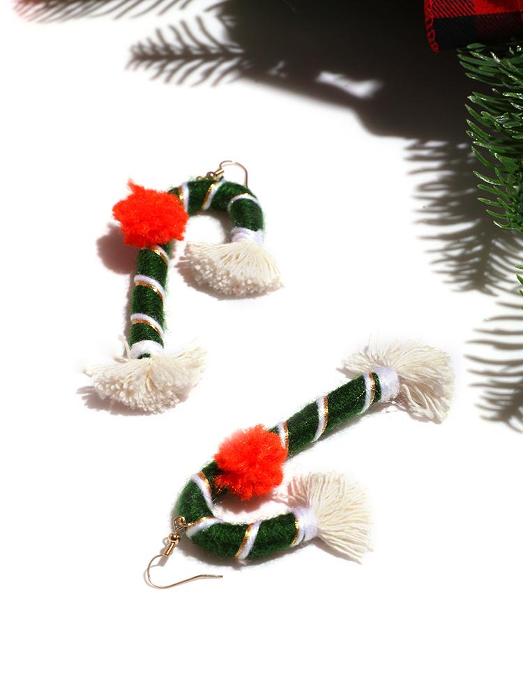 Christmas Contrast Tassel Earrings
