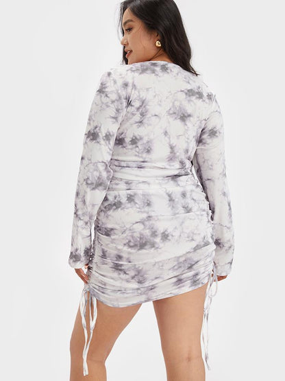 Tie Dye Drawstring Bodycon Dress