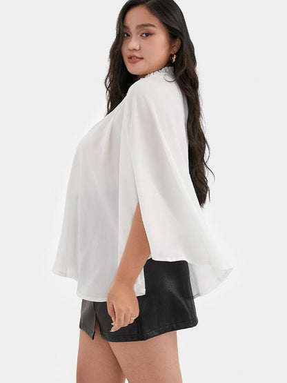 Tie Neck  Dolman Sleeve Loose Blouse