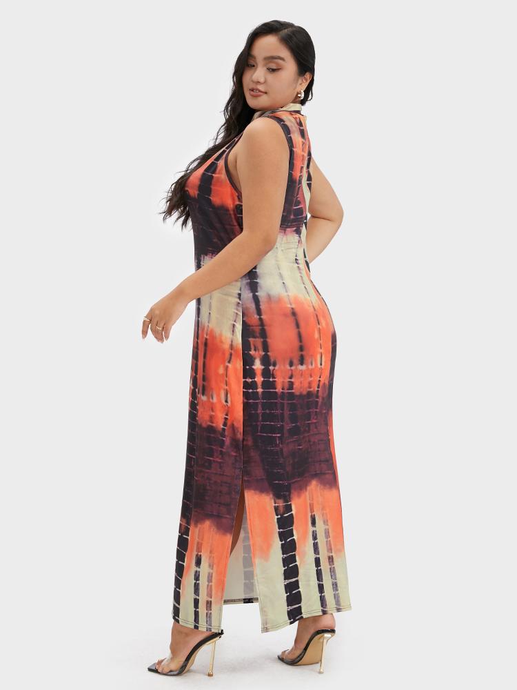 Tie Dye High Neck Maxi Dress