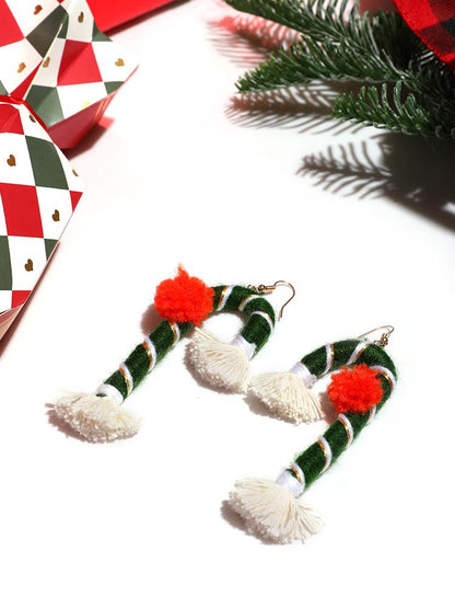 Christmas Contrast Tassel Earrings