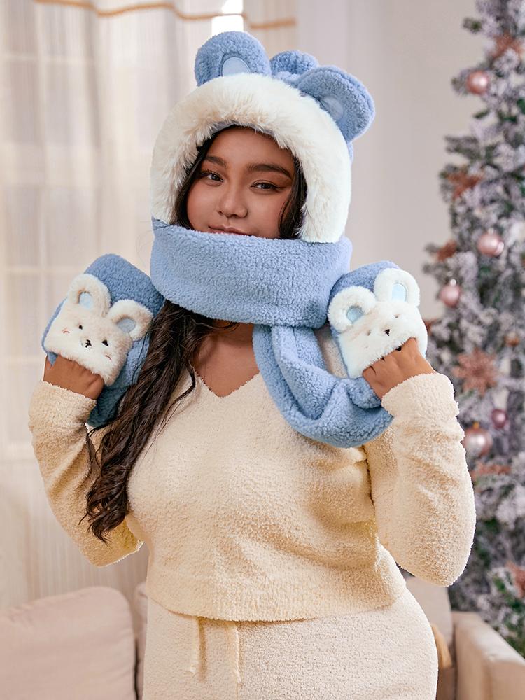 Christmas Cartoon Animal Hooded Scarf