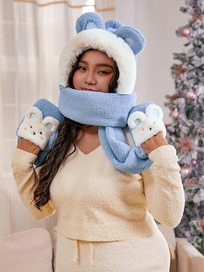Christmas Cartoon Animal Hooded Scarf