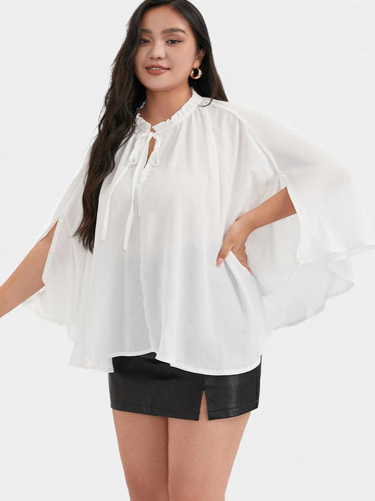 Tie Neck  Dolman Sleeve Loose Blouse