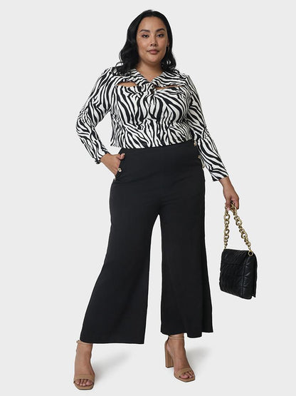 Zebra Printed Twist-front Cut Out T-shirt