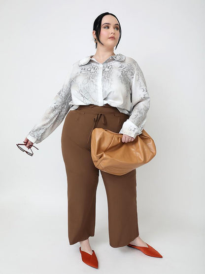 Snakeskin Grain Lapel Collar Blouse