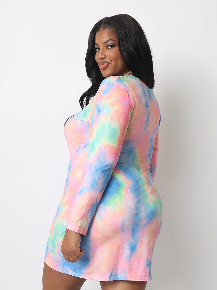 Tie Dye  Twist-front Bodycon Dress