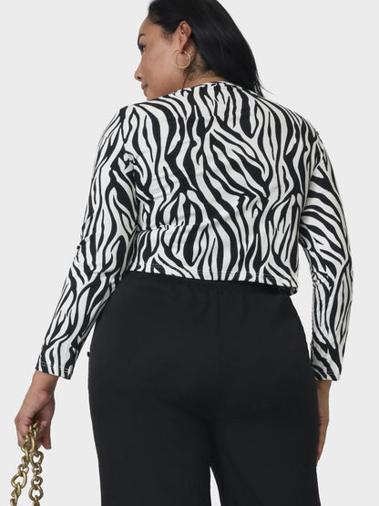 Zebra Printed Twist-front Cut Out T-shirt