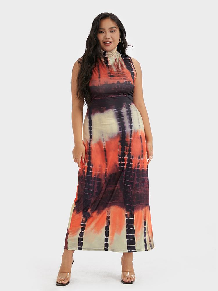 Tie Dye High Neck Maxi Dress