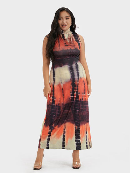 Tie Dye High Neck Maxi Dress