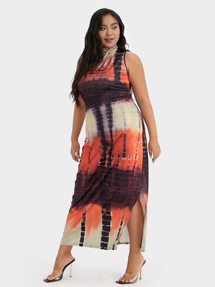 Tie Dye High Neck Maxi Dress