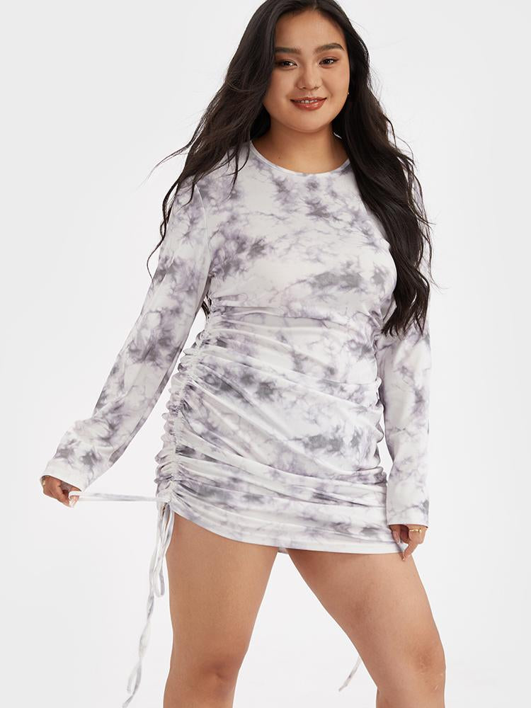 Tie Dye Drawstring Bodycon Dress