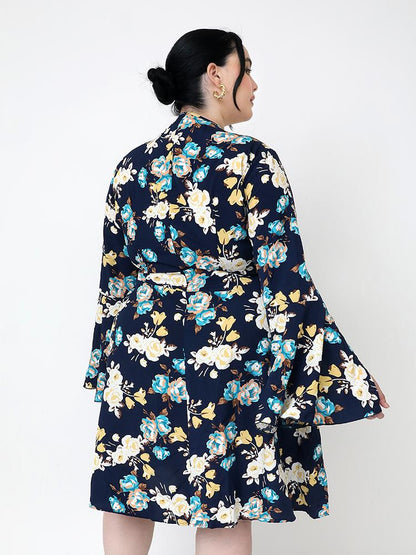 Floral Split Flared Sleeve Dress