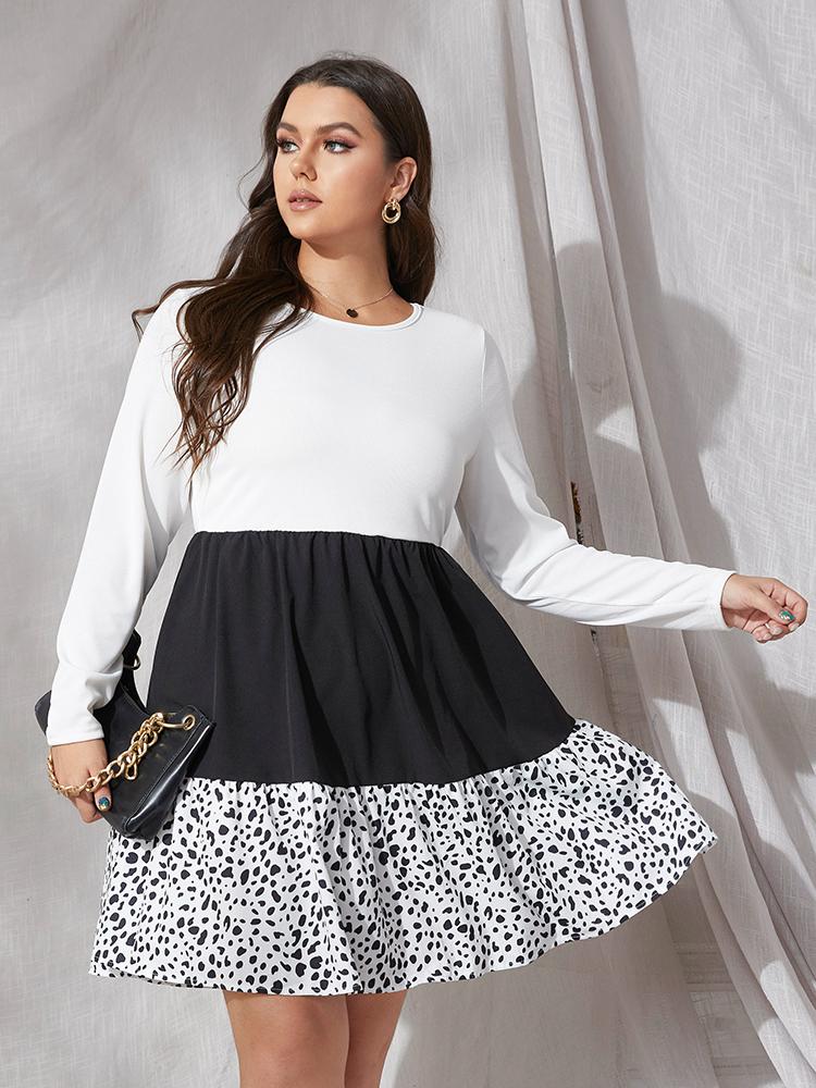 Leopard Print Color Block Dress