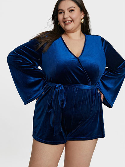 Velvet Flared Sleeve Jumpsuit