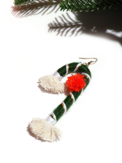 Christmas Contrast Tassel Earrings