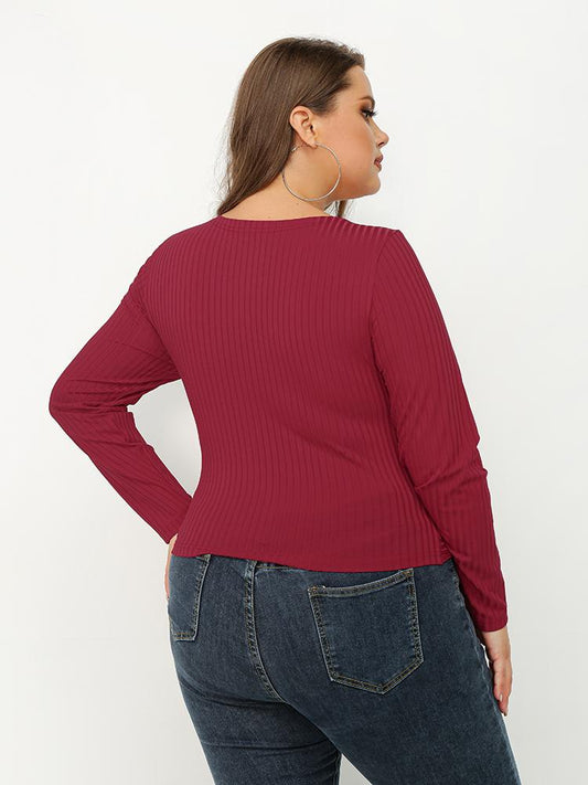 Solid Long Sleeve Crop T-shirt