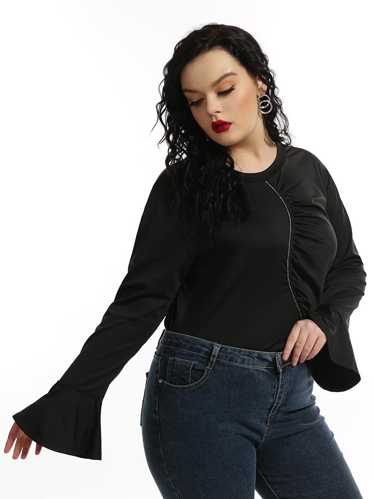 Gathered Flared Sleeve T-shirt