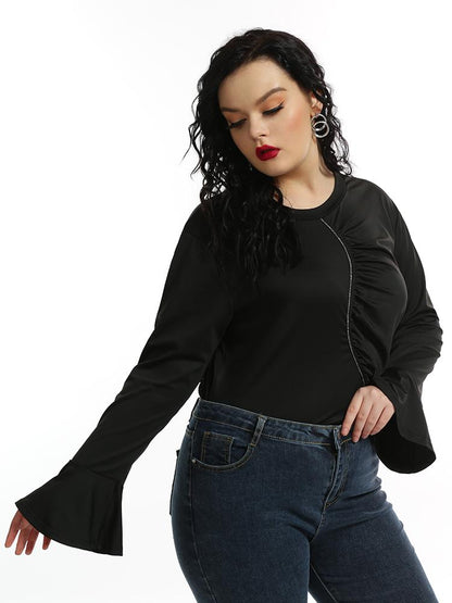 Gathered Flared Sleeve T-shirt