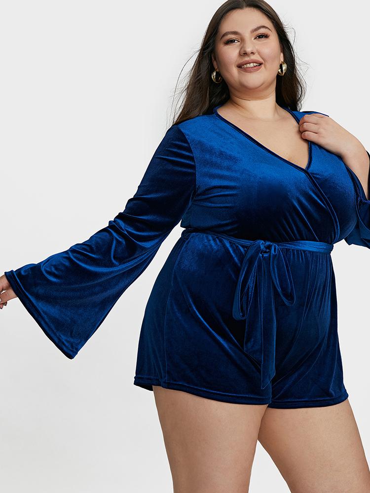 Velvet Flared Sleeve Jumpsuit