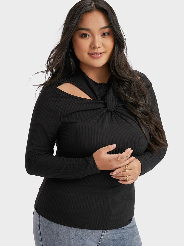 Twist-front Cut Out Knit Tops